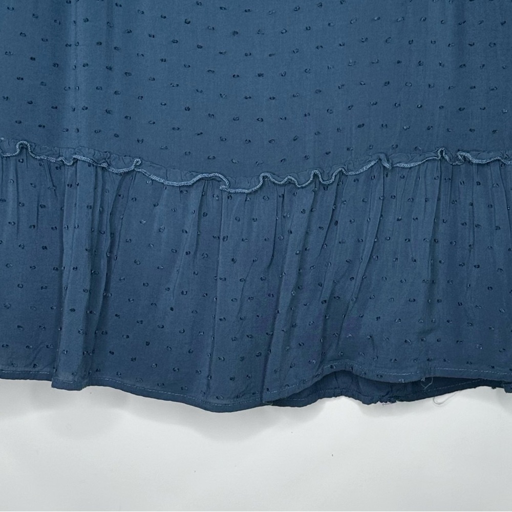 Francesca’s Blue Rain Swiss Dot Embroidered Detail Ruffle Hem‎ Cottagecore Sz XS - Picture 5 of 6